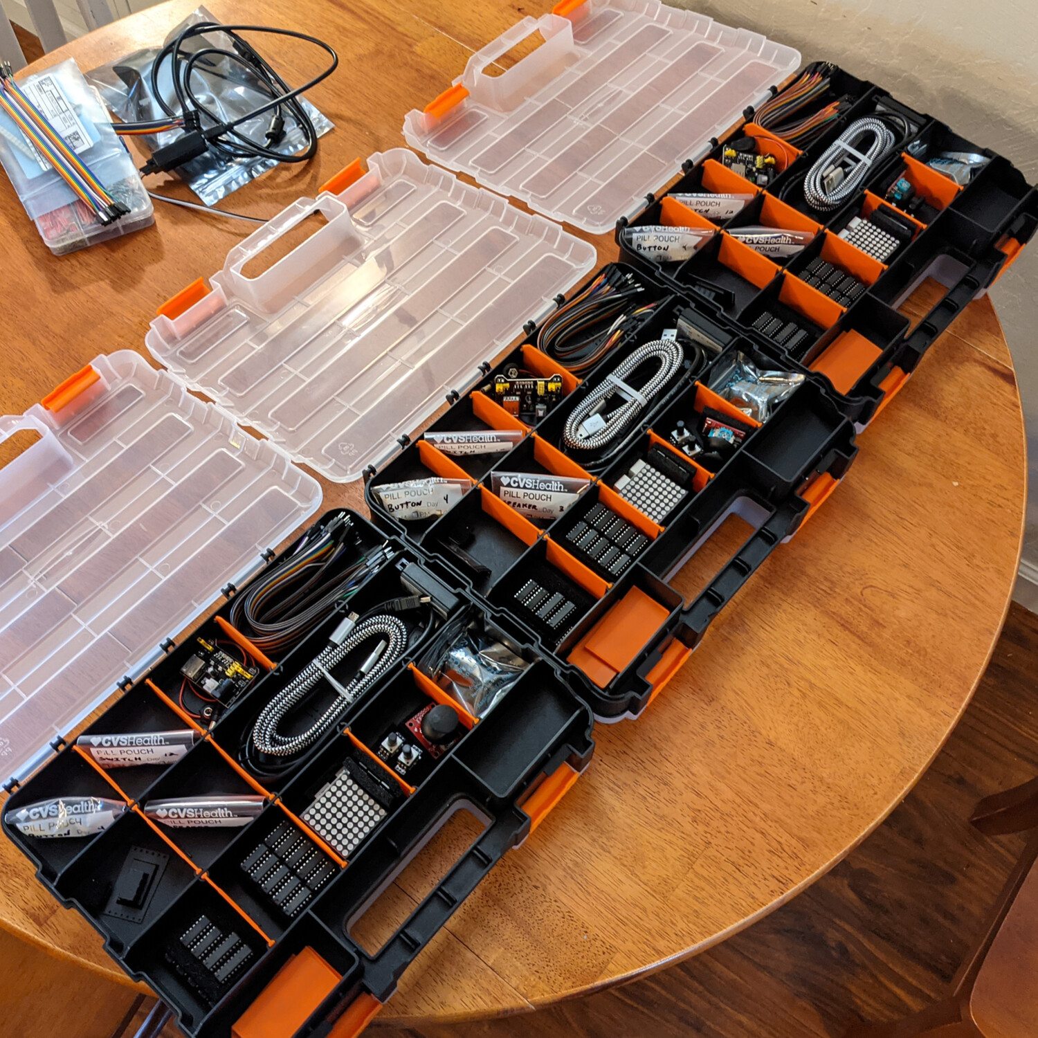 <em>Electronics Kits</em> - Curated and assembled for my students during a class I taught at Alcove Learning.