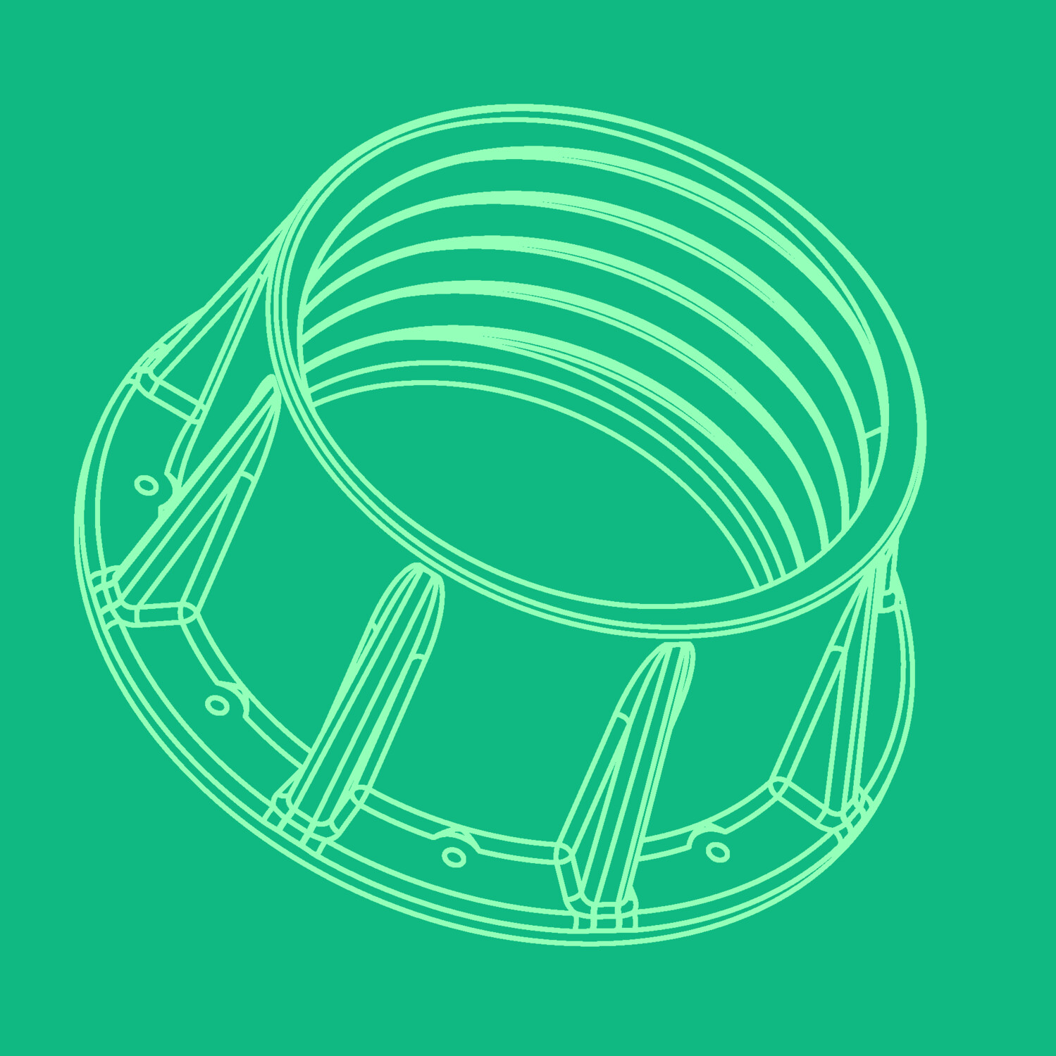 Wireframe model of the AC hose adapter flange I designed.